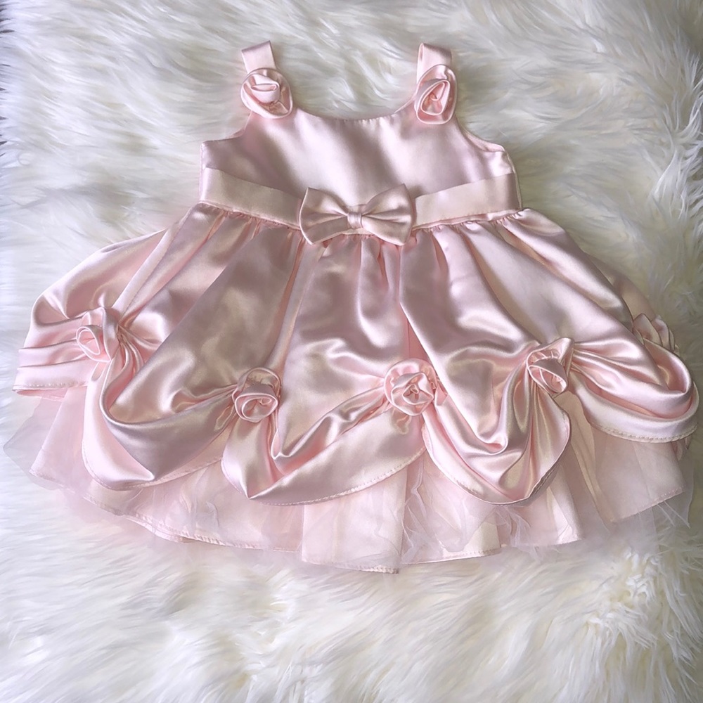 Muneca blush satin baby gown